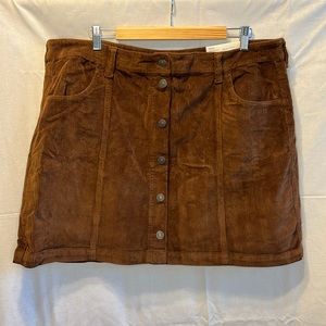 American Eagle Women’s Brown Button Front Stretch Corduroy Miniskirt Size 20 NWT